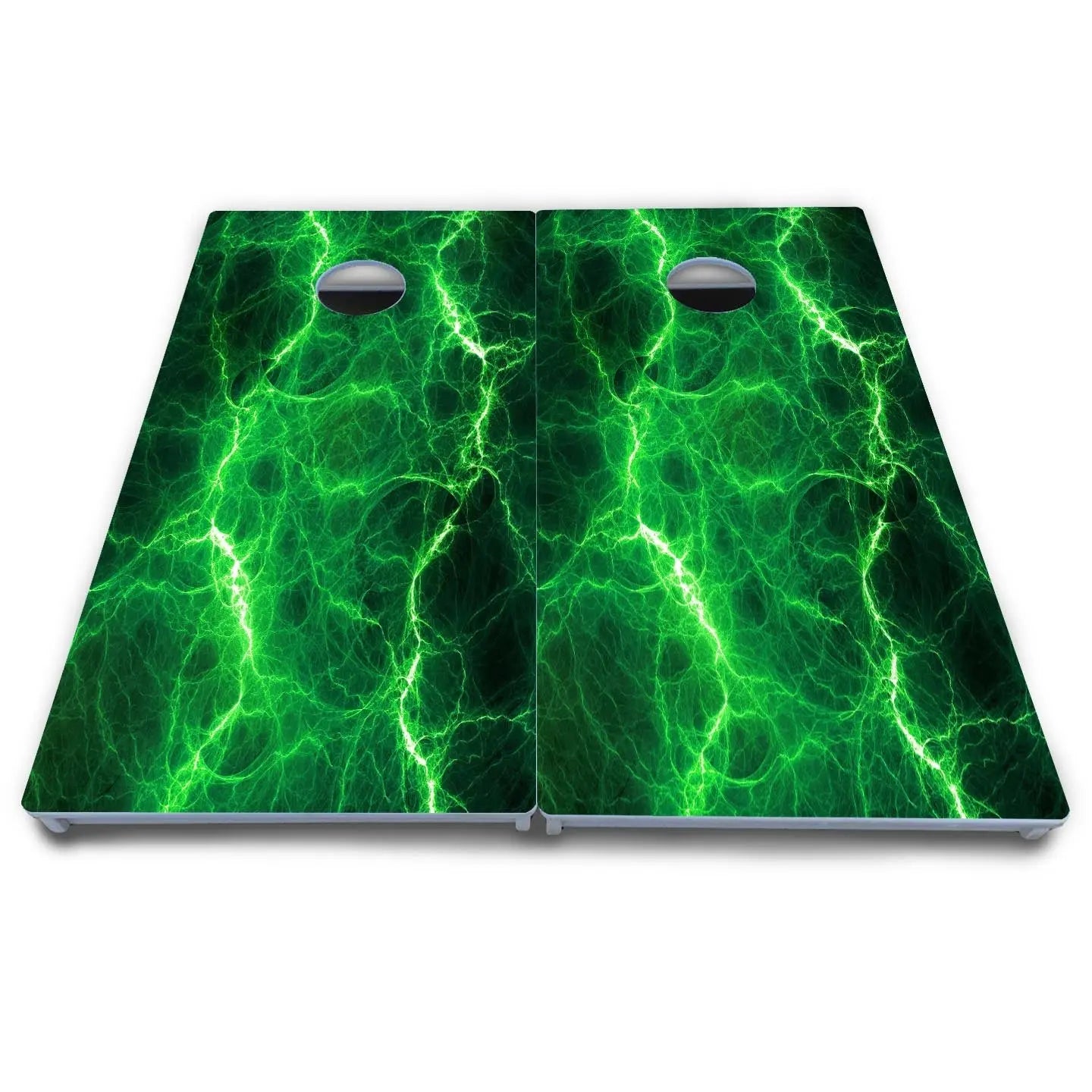 Blue & Green Lightning Cornhole Boards - All Weather Series by Cornhole Solutions, custom cornhole board detail photo 6