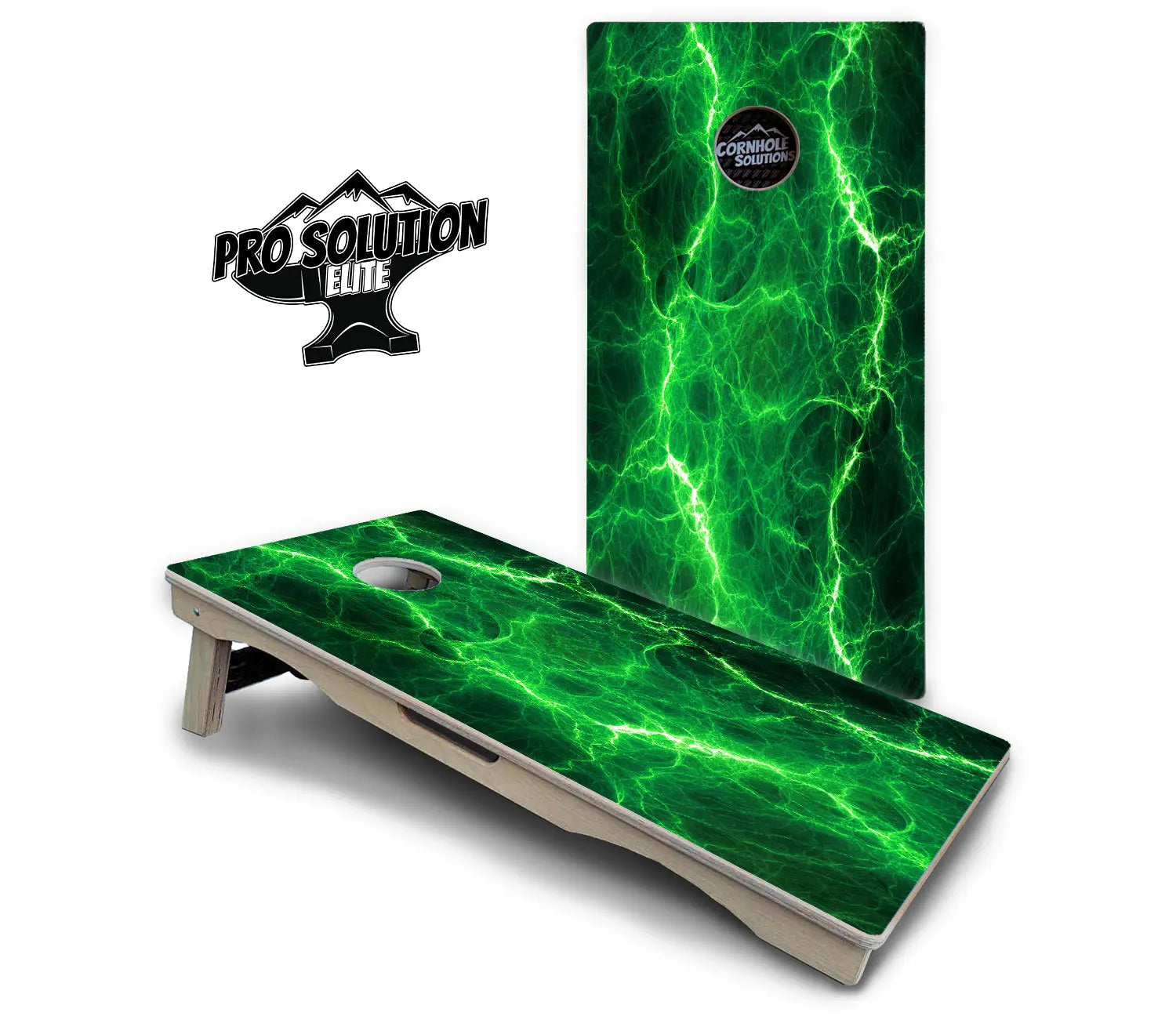 Blue & Green Lightning Cornhole Boards - Pro Solution Elite Series by Cornhole Solutions, custom cornhole board detail photo 8