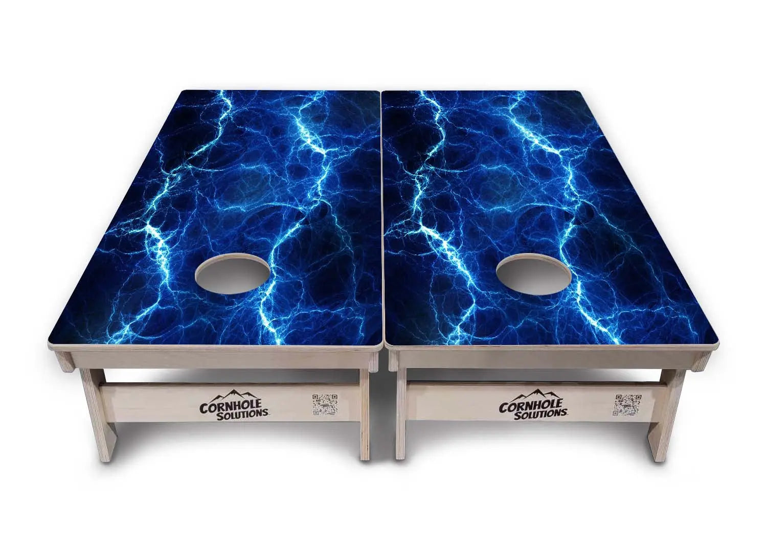 Blue & Green Lightning Cornhole Boards - Professional Tournament Series by Cornhole Solutions, custom cornhole board detail photo 4