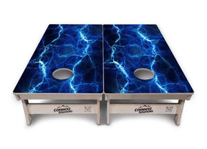 Blue & Green Lightning Cornhole Boards - Professional Tournament Series by Cornhole Solutions, custom cornhole board detail photo 4