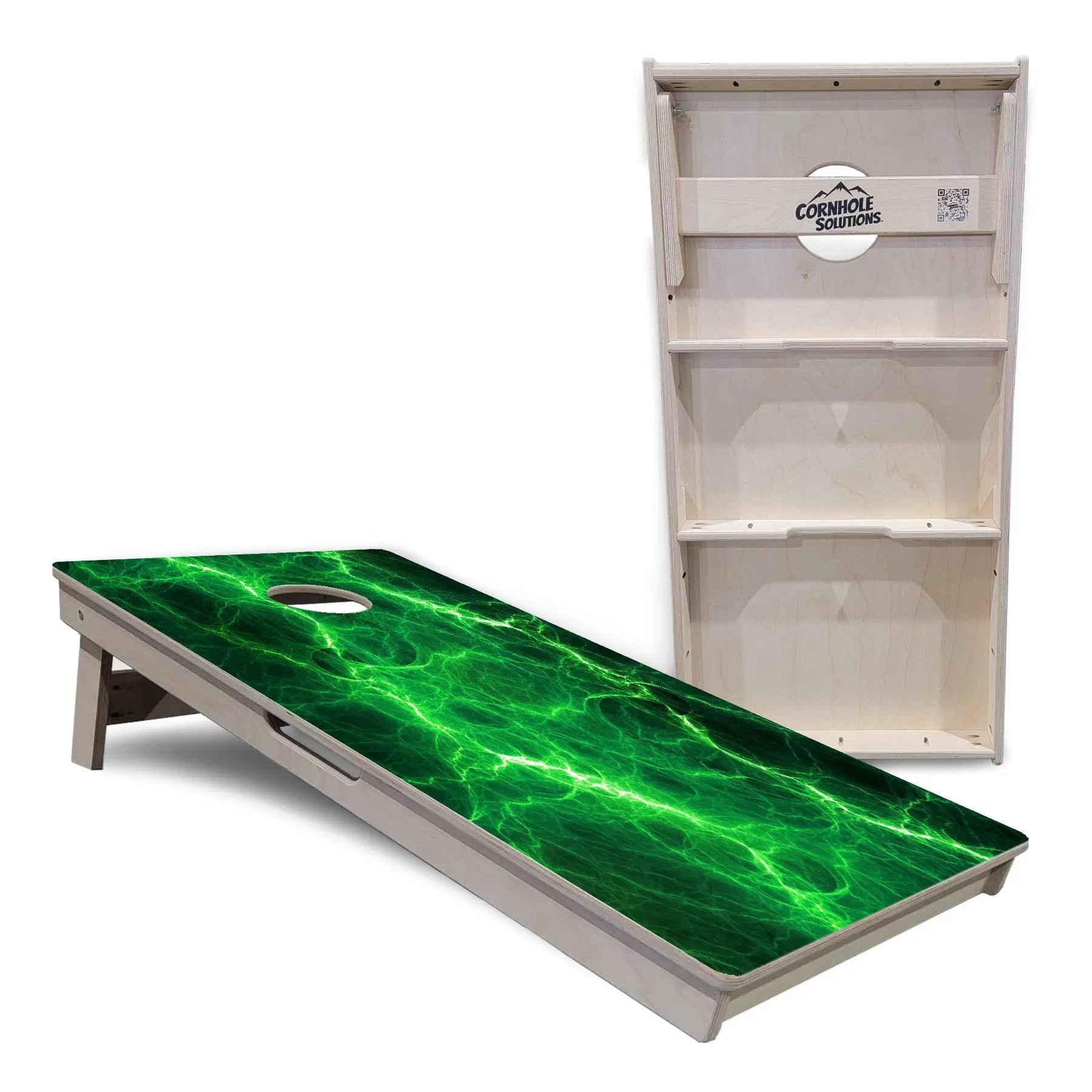 Blue & Green Lightning Cornhole Boards - Professional Tournament Series by Cornhole Solutions, custom cornhole board detail photo 9