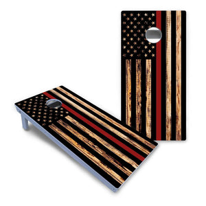 Blue & Red Line Burnt Flag Cornhole Boards - All Weather Series by Cornhole Solutions, custom cornhole board detail photo 7