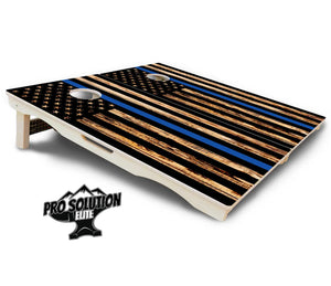 Blue & Red Line Burnt Flag Cornhole Boards - Pro Solution Elite Series by Cornhole Solutions, custom cornhole board detail photo 6