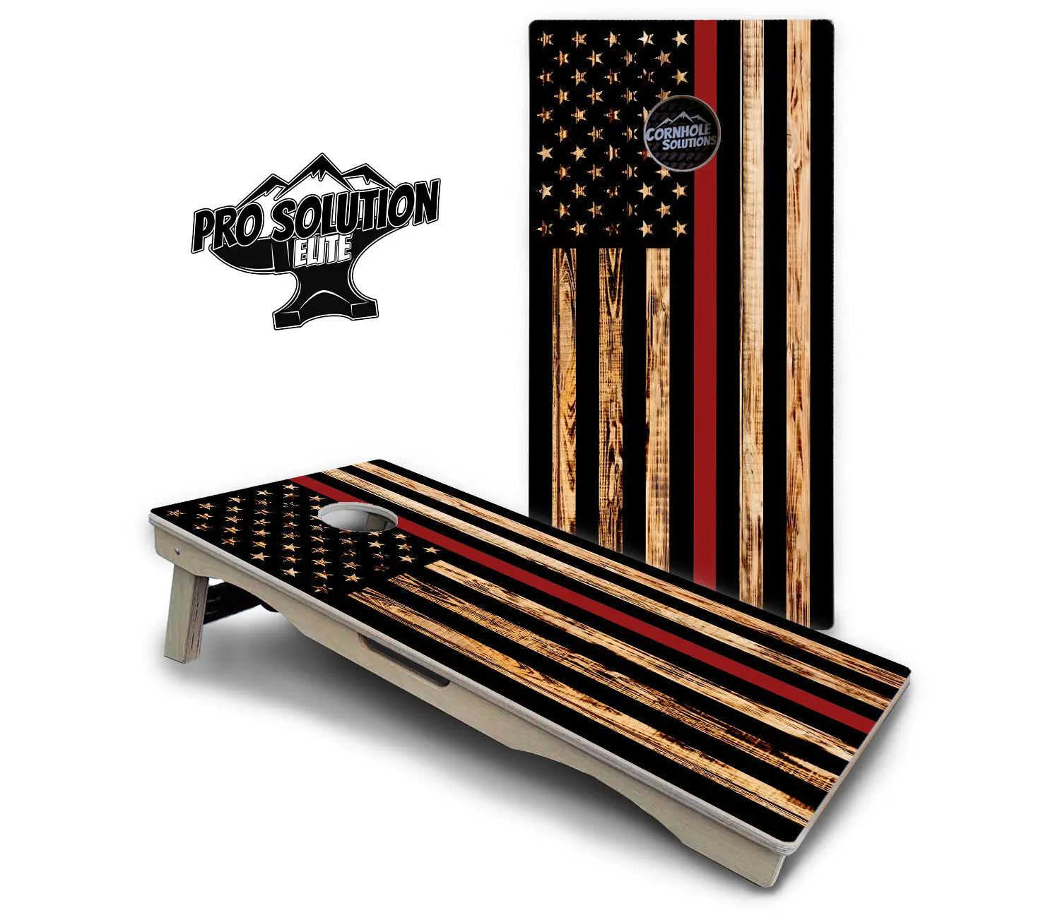 Blue & Red Line Burnt Flag Cornhole Boards - Pro Solution Elite Series by Cornhole Solutions, custom cornhole board detail photo 8