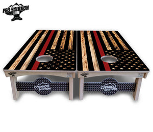Blue & Red Line Burnt Flag Cornhole Boards - Pro Solution Elite Series by Cornhole Solutions, custom cornhole board detail photo 9