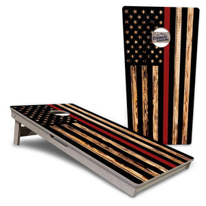Blue & Red Line Burnt Flag Cornhole Boards - Professional Tournament Series by Cornhole Solutions, custom cornhole board detail photo 8