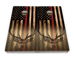 Blue & Red Line Burnt Flag Deer & Fish Cornhole Boards - Professional Tournament Series by Cornhole Solutions, custom cornhole board detail photo 16