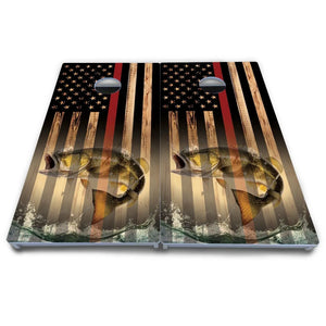 Blue & Red Line Deer & Fish Flag Cornhole Boards - All Weather Series by Cornhole Solutions, custom cornhole board detail photo 9
