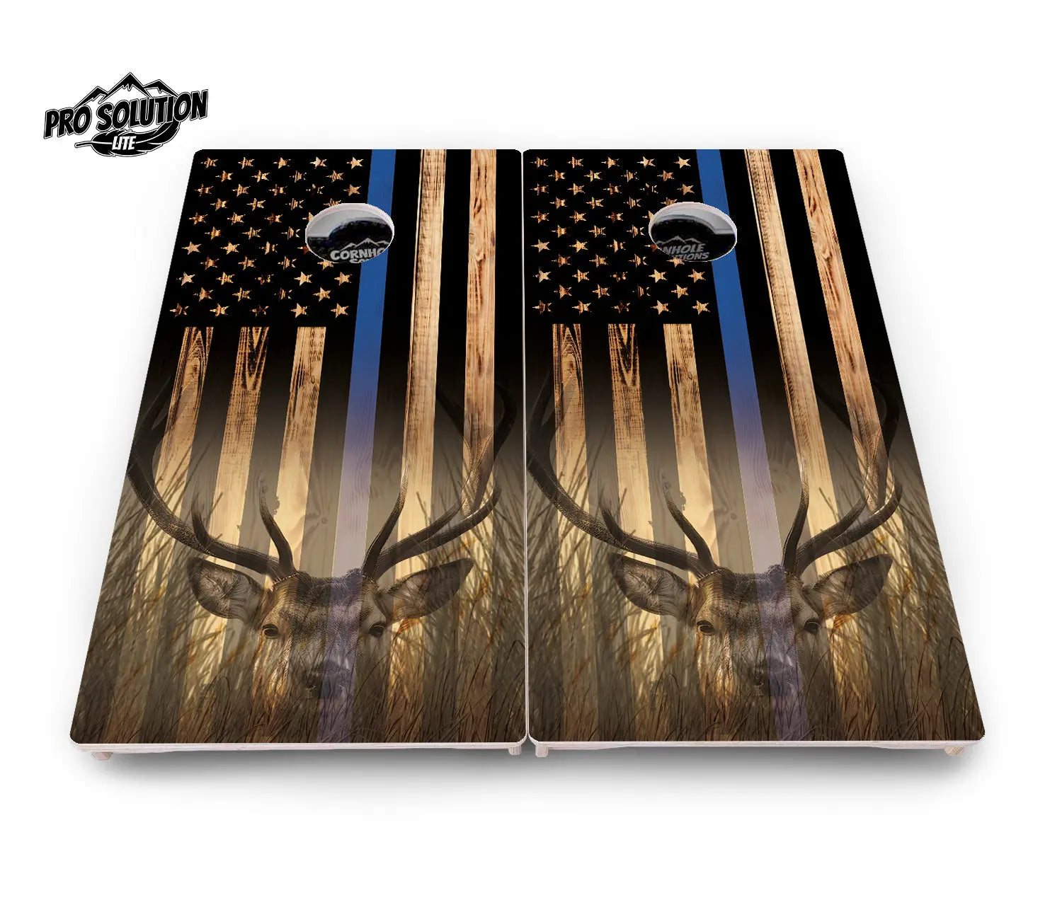 Blue & Red Line Deer & Fish Flag Cornhole Boards - Pro Solution Lite Series by Cornhole Solutions, custom cornhole board detail photo 2