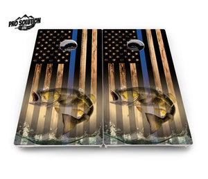 Blue & Red Line Deer & Fish Flag Cornhole Boards - Pro Solution Lite Series by Cornhole Solutions, custom cornhole board detail photo 3