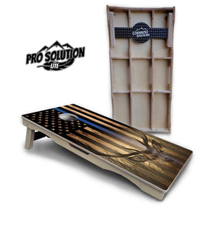 Blue & Red Line Deer & Fish Flag Cornhole Boards - Pro Solution Lite Series by Cornhole Solutions, custom cornhole board detail photo 5