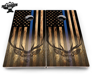 Blue & Red Line Flag Deer & Fish Flag Cornhole Boards - Pro Solution Elite Series by Cornhole Solutions, custom cornhole board detail photo 5