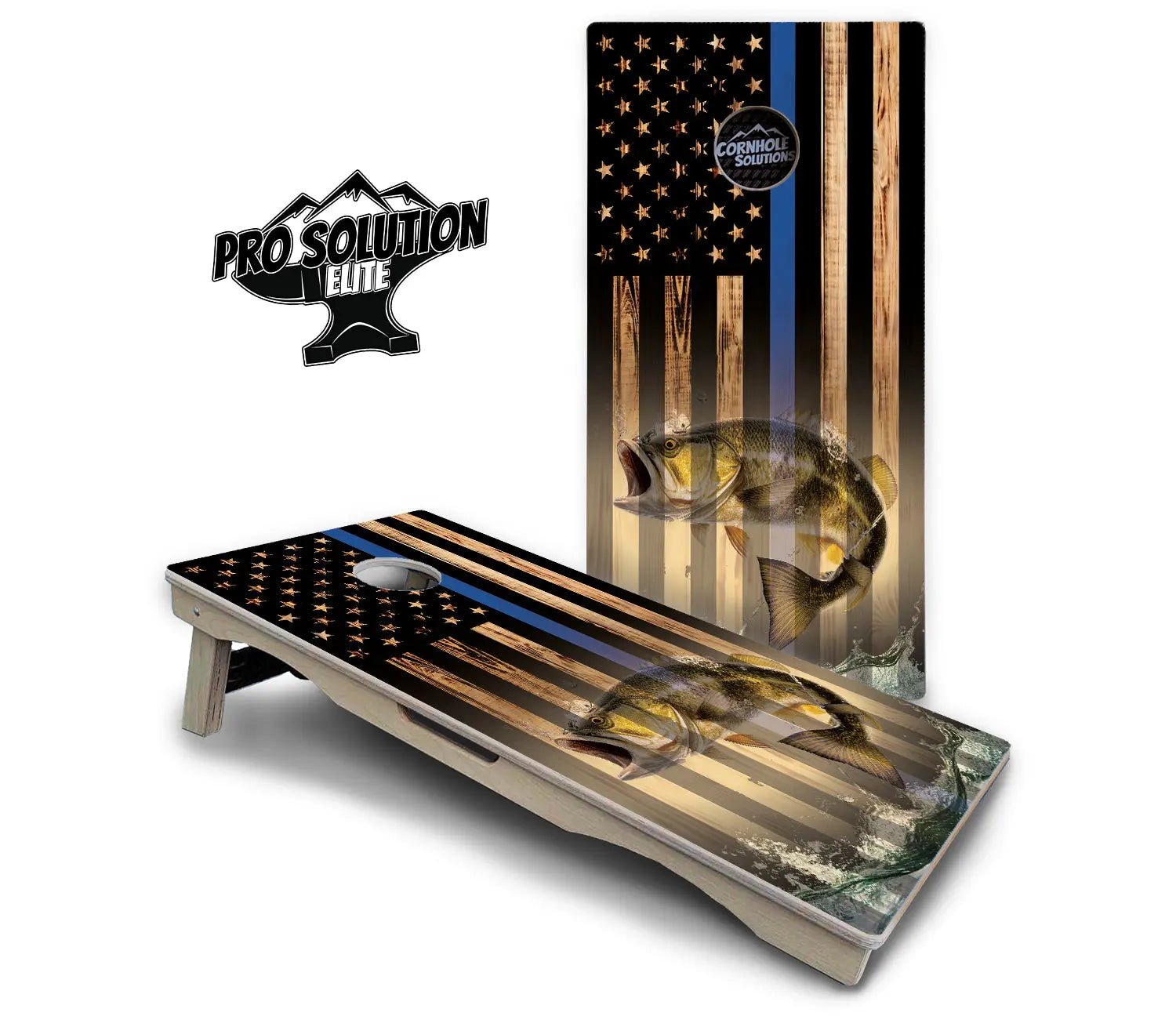 Blue & Red Line Flag Deer & Fish Flag Cornhole Boards - Pro Solution Elite Series by Cornhole Solutions, custom cornhole board detail photo 7