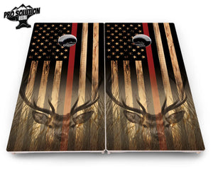 Blue & Red Line Flag Deer & Fish Flag Cornhole Boards - Pro Solution Elite Series by Cornhole Solutions, custom cornhole board detail photo 10
