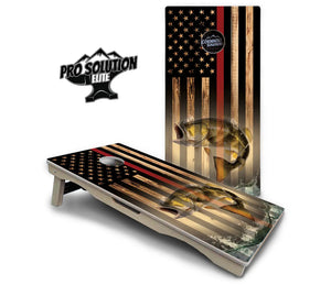 Blue & Red Line Flag Deer & Fish Flag Cornhole Boards - Pro Solution Elite Series by Cornhole Solutions, custom cornhole board detail photo 11