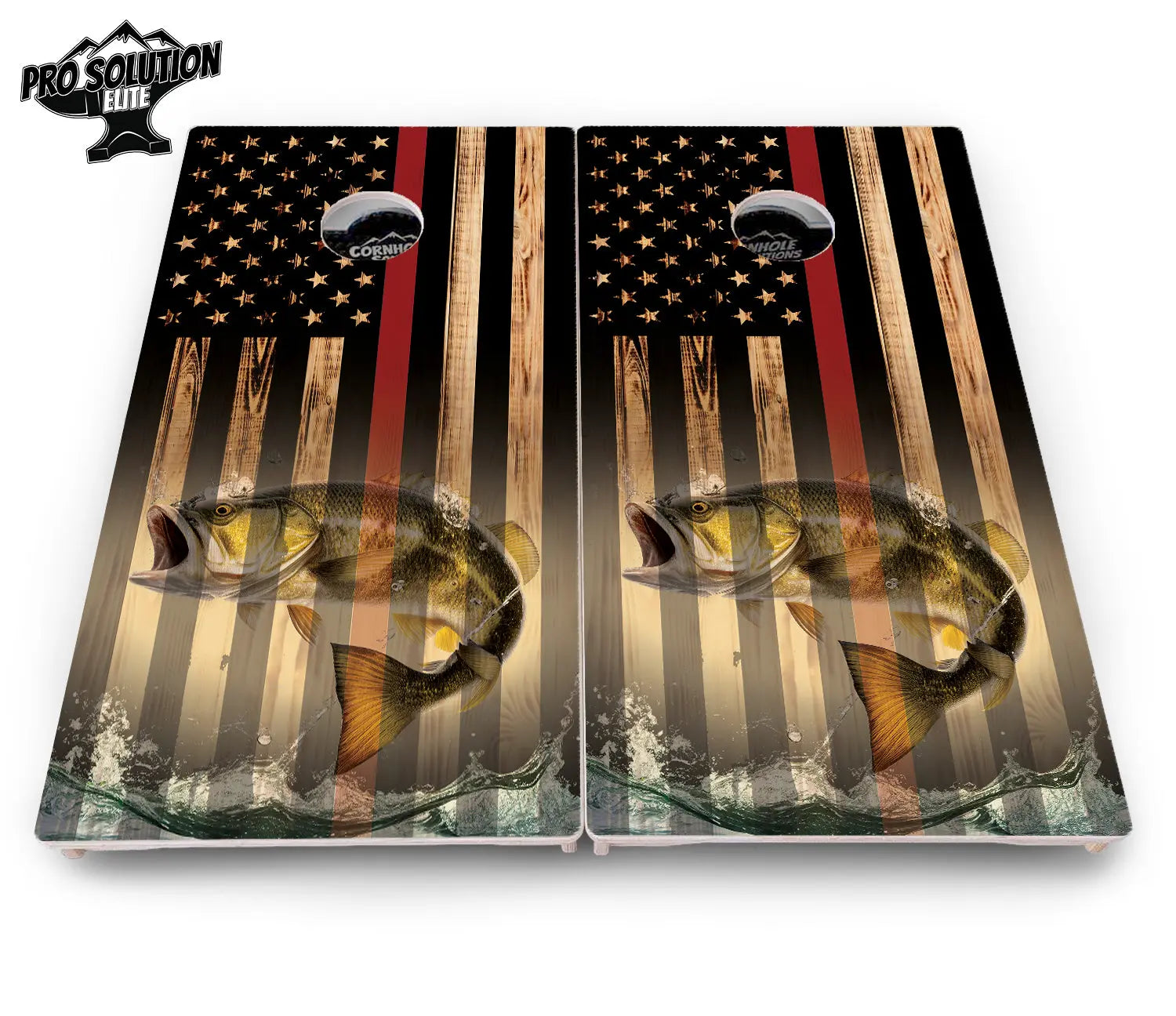 Blue & Red Line Flag Deer & Fish Flag Cornhole Boards - Pro Solution Elite Series by Cornhole Solutions, custom cornhole board detail photo 12