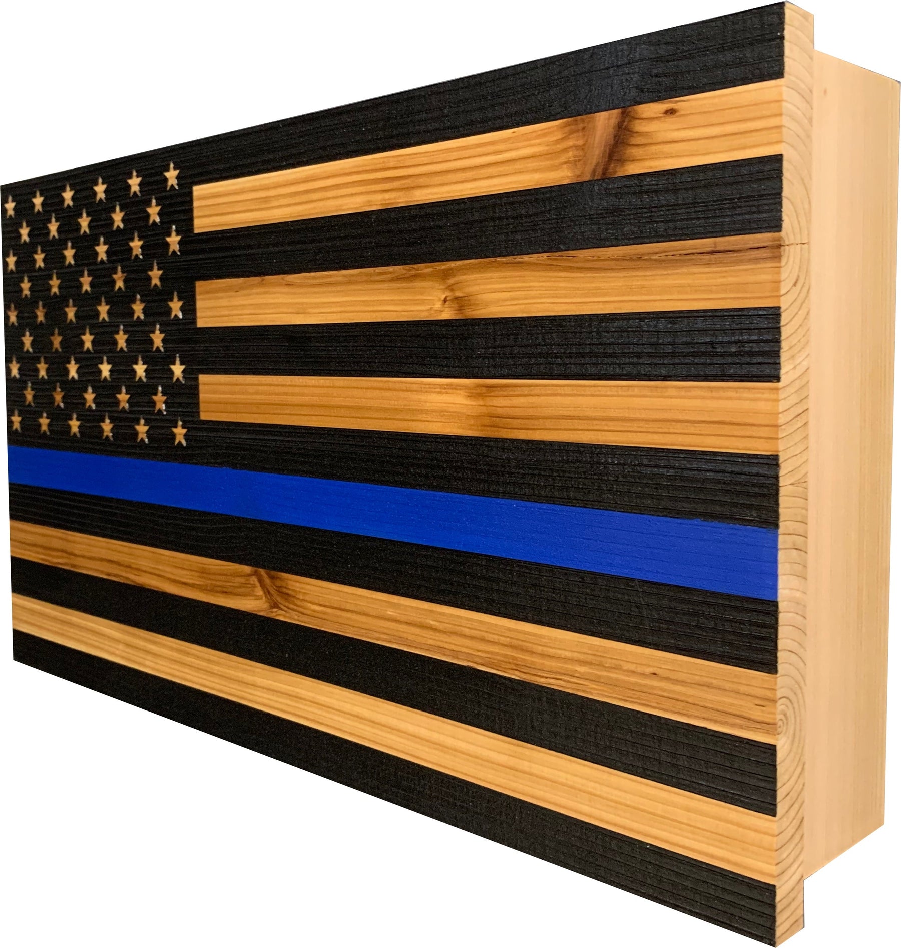 Blue Line American Flag Hidden Gun Storage, Customizable Thin Blue Line Concealment Flag for Police Officers and Law Enforcement Professionals by Bellewood Designs, Southern home