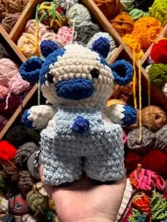 Blueberry Cow Crocheted handmade plush by Klassy Krafts, 3D printed toy main product photo