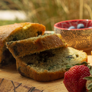 Blueberry & Lavender Bud Cake - Gluten Free detail view by Two and a Half Irishmen - Traditional Irish Baking