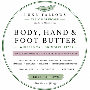 Luxe Tallows Body, Hand & Foot Butter I Rich Tallow Moisturizer | 4 oz by Luxe Tallows, natural skincare detail photo 2