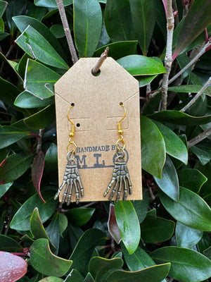 Bone & Brass Earrings | Dark Academia Fantasy Jewelry Gift by Mushroom Lady Co, handmade jewelry detail photo 3