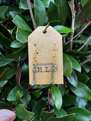 Bone & Brass Earrings | Dark Academia Fantasy Jewelry Gift by Mushroom Lady Co, handmade jewelry detail photo 5