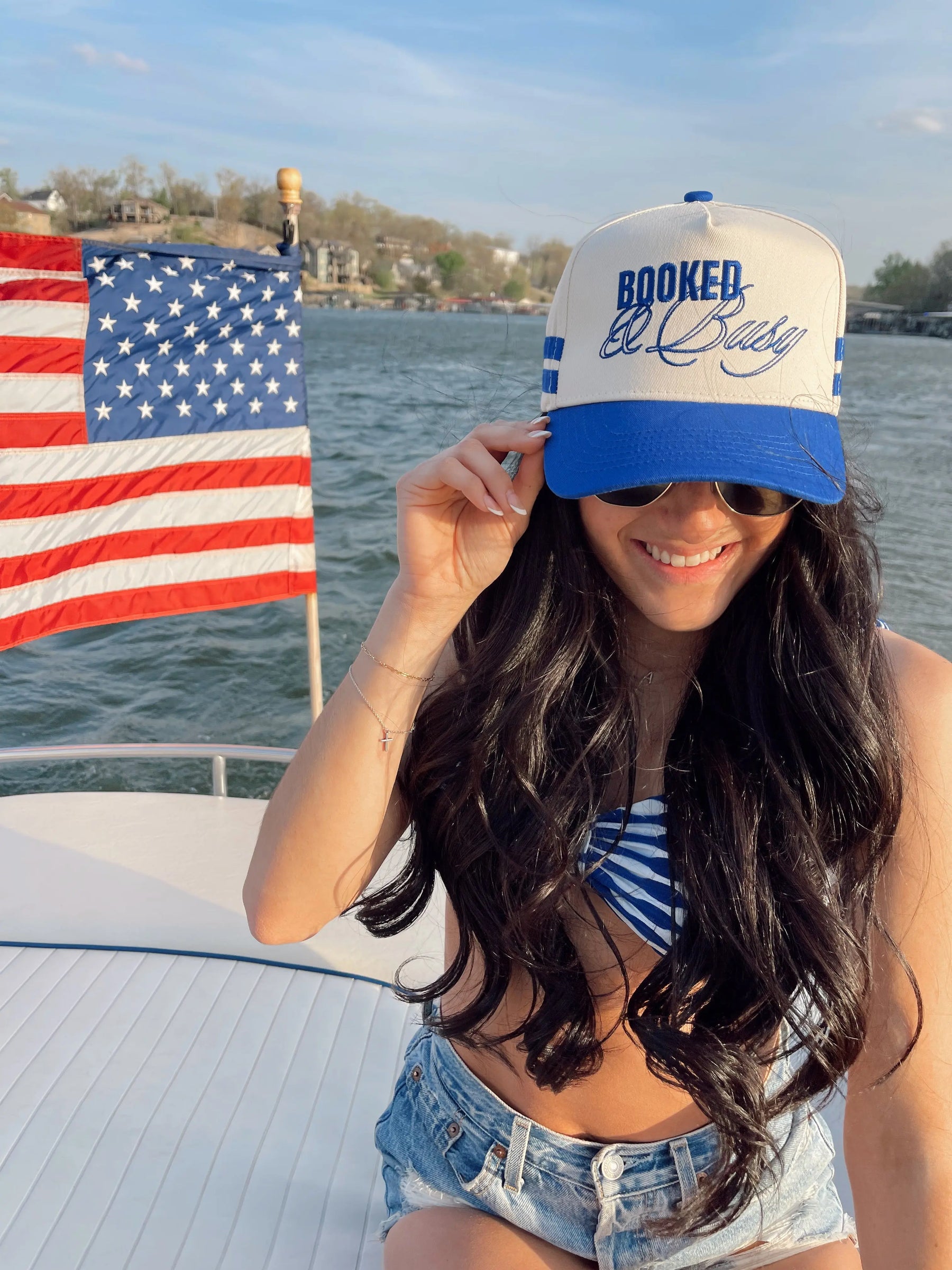Booked and Busy - Royal Blue Vintage Trucker Hat by KenzKustomz, Southern lifestyle apparel detail photo 5