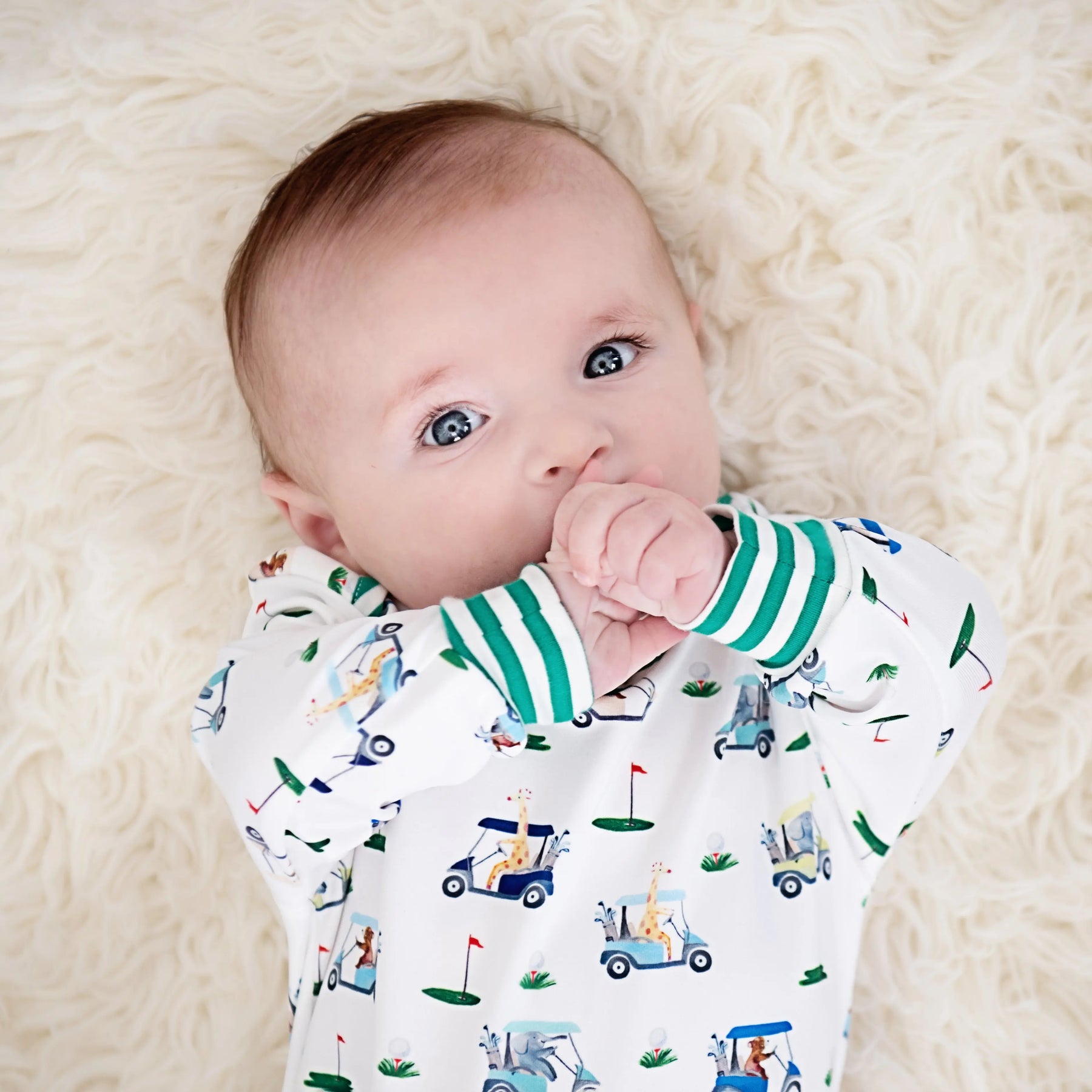 Boys Fairway Golf Romper by Seven Lantern Lane, Southern lifestyle apparel detail photo 5