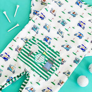 Boys Fairway Golf Romper by Seven Lantern Lane, Southern lifestyle apparel detail photo 11