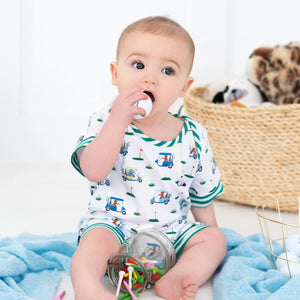 Boys Fairway Shortie Golf Romper by Seven Lantern Lane, Southern lifestyle apparel detail photo 8