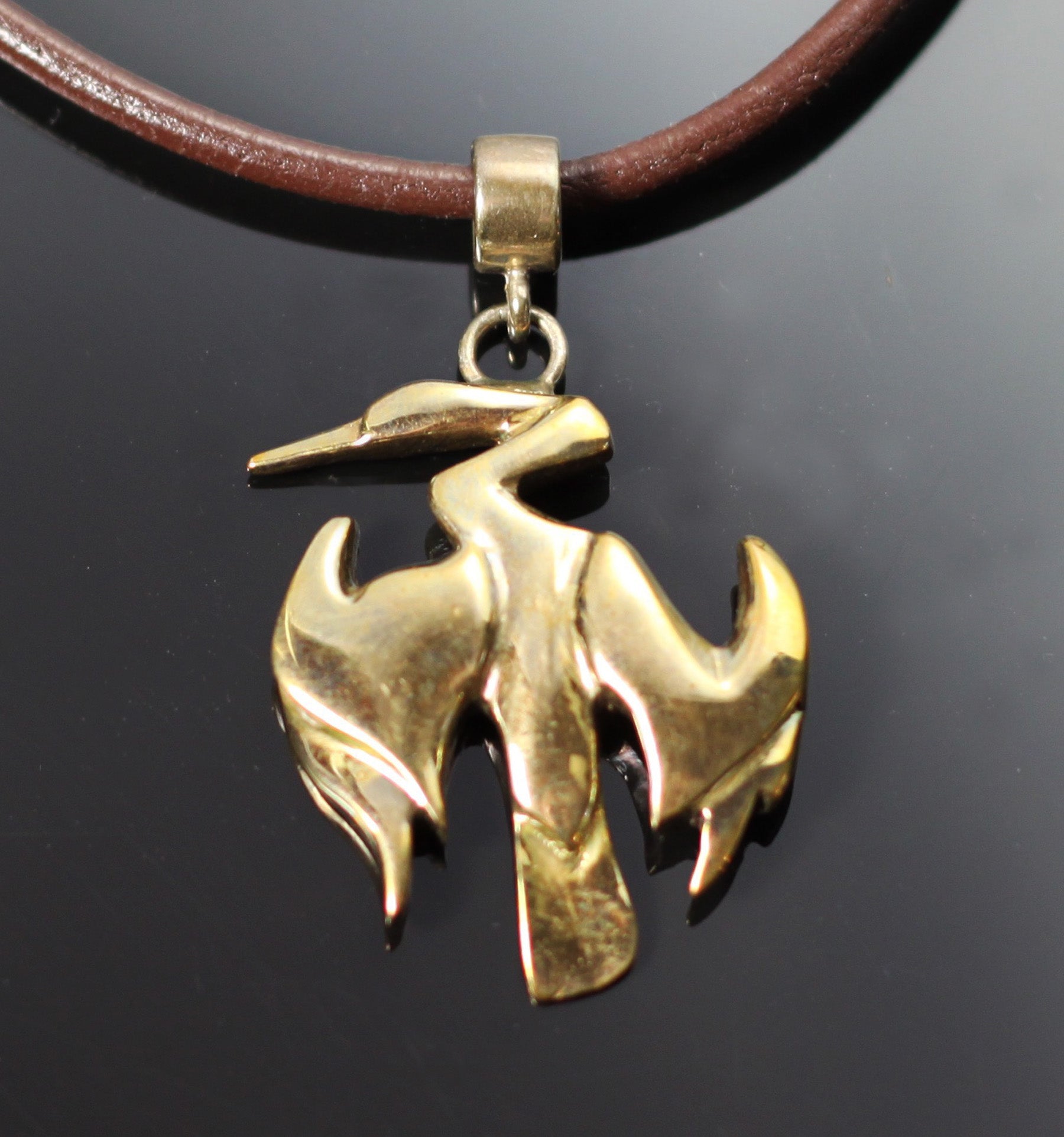 Bronze Anhinga Pendant with Sterling Silver Bail by Anisa Jewelry