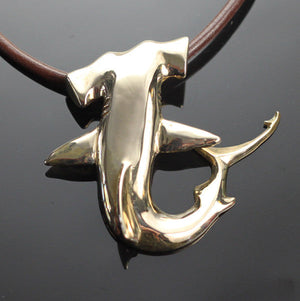 Bronze Hammerhead Shark Pendant on Leather Cord by Anisa Jewelry