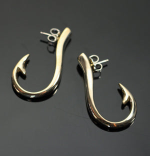 Large Bronze Hook Earrings with Sterling Silver Posts by Anisa Jewelry