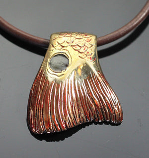 Bronze Redfish Tail Pendant on Leather Cord by Anisa Jewelry