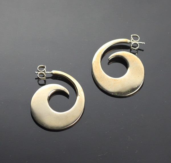 Bronze Reverse Wave Earrings with Silver Posts by Anisa Jewelry