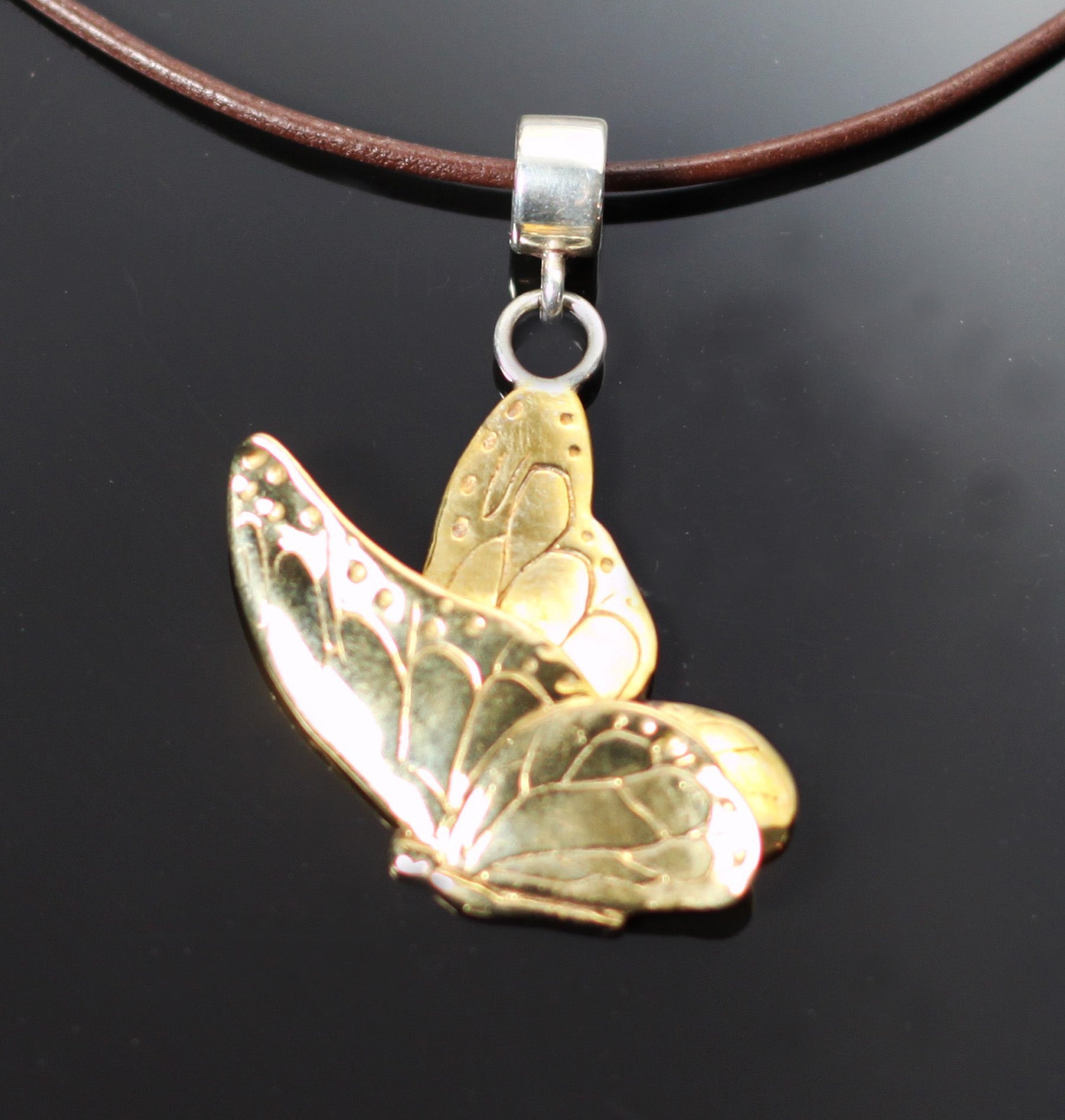 Small Bronze Dragonfly Pendant with Sterling Silver Bail by Anisa Jewelry