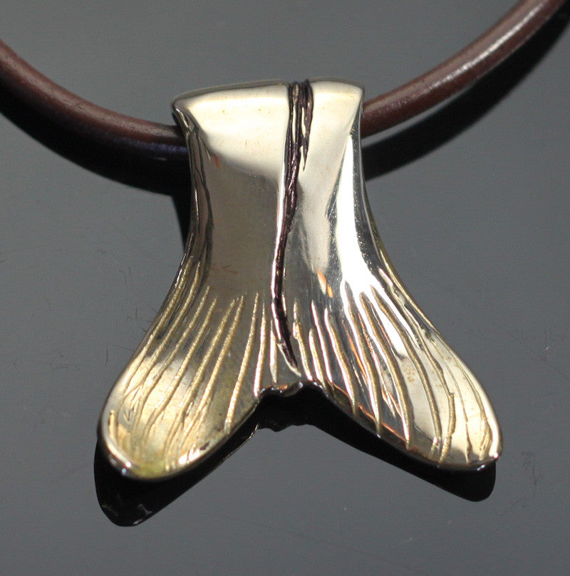 Bronze Snook Tail Pendant on Leather Cord by Anisa Jewelry