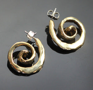 Bronze Spiral Earrings with Silver Posts by Anisa Jewelry