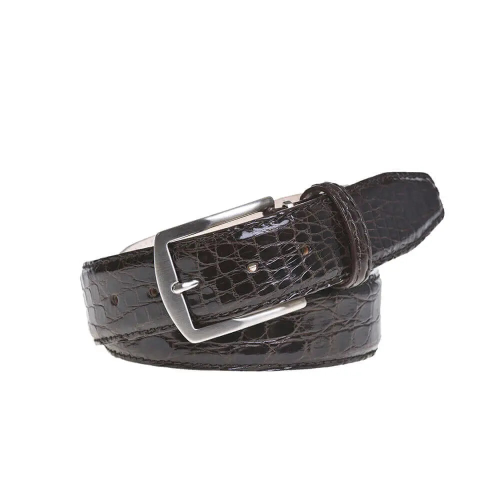 Brown Caiman Crocodile Leather Belt by Roger Ximenez: Bespoke Belts and Leather Accessories, handmade leather goods main product photo