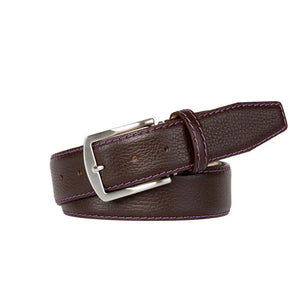 Brown Italian Pebble Grain Belt by Roger Ximenez: Bespoke Belts and Leather Accessories, handmade leather goods detail photo 4