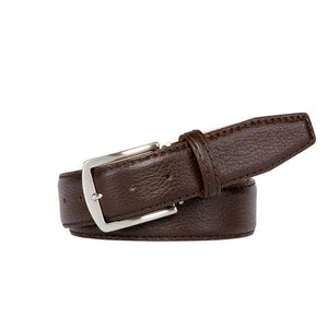 Brown Italian Pebble Grain Belt by Roger Ximenez: Bespoke Belts and Leather Accessories, handmade leather goods detail photo 5