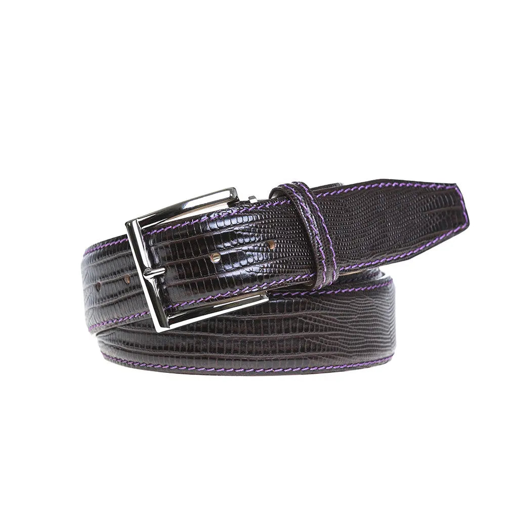 Brown Mock Lizard Belt by Roger Ximenez: Bespoke Belts and Leather Accessories, handmade leather goods main product photo