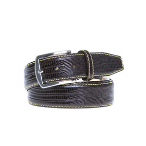Brown Mock Lizard Belt by Roger Ximenez: Bespoke Belts and Leather Accessories, handmade leather goods detail photo 3