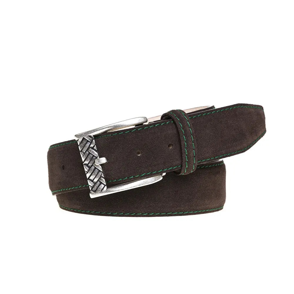 Brown Suede Leather Belt by Roger Ximenez: Bespoke Belts and Leather Accessories, handmade leather goods main product photo