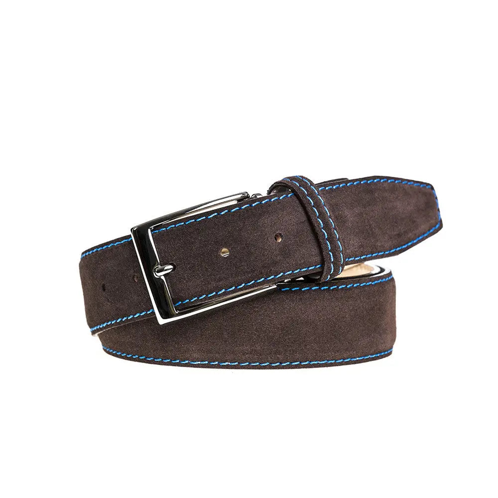 Brown Suede Leather Belt by Roger Ximenez: Bespoke Belts and Leather Accessories, handmade leather goods detail photo 3