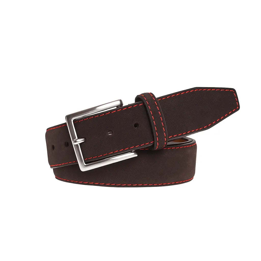 Brown Suede Leather Belt by Roger Ximenez: Bespoke Belts and Leather Accessories, handmade leather goods detail photo 6