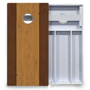 Brown Two Tone Planks Cornhole Boards - All Weather Series by Cornhole Solutions, custom cornhole board detail photo 4