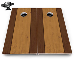 Brown Two Tone Planks Cornhole Boards - Pro Solution Elite Series by Cornhole Solutions, custom cornhole board detail photo 4