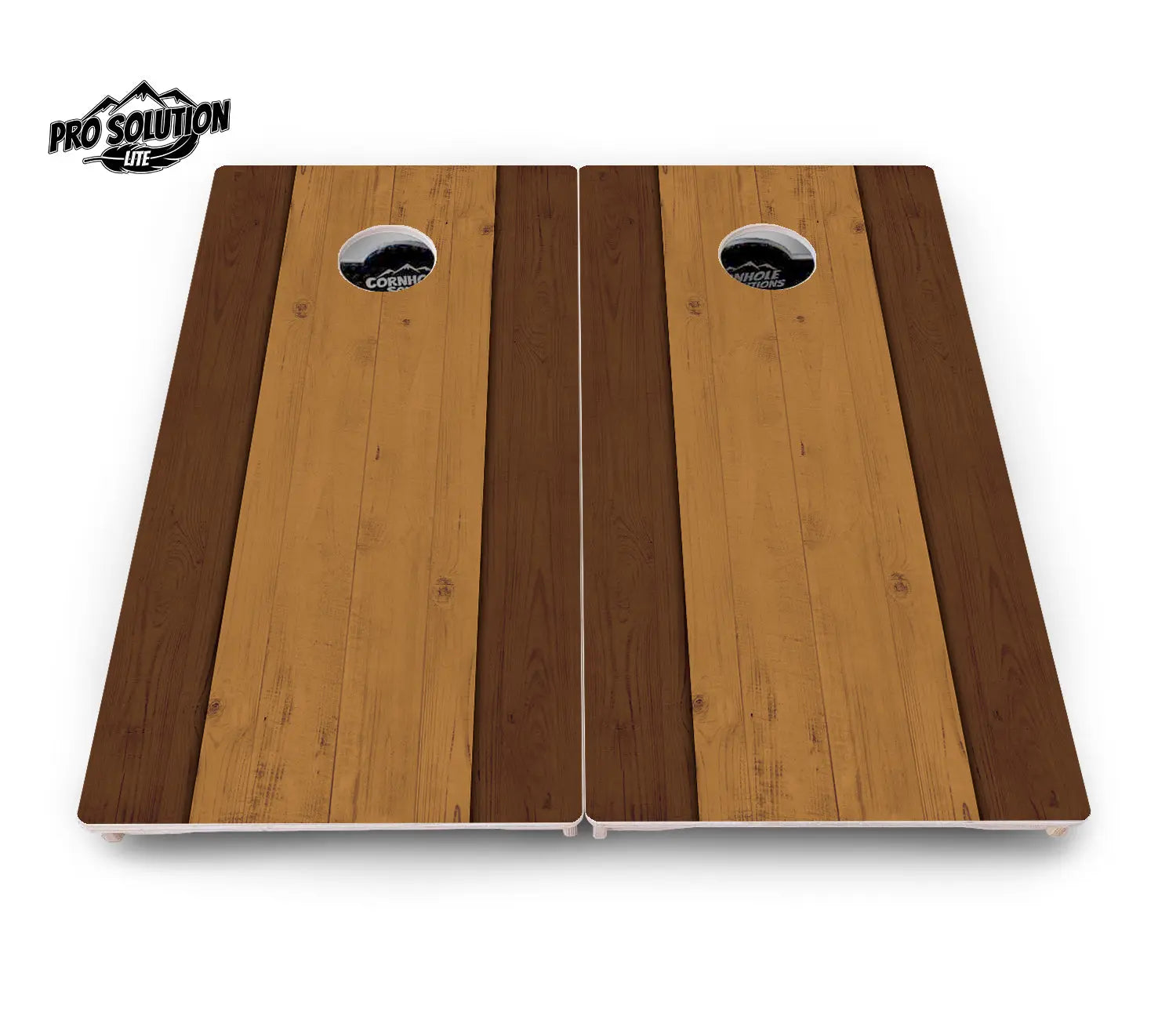 Brown Two Tone Planks Cornhole Boards - Pro Solution Lite Series by Cornhole Solutions, custom cornhole board detail photo 3