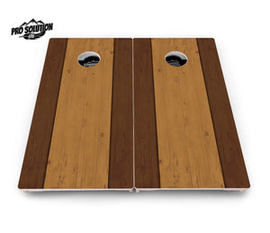 Brown Two Tone Planks Cornhole Boards - Pro Solution Lite Series by Cornhole Solutions, custom cornhole board detail photo 3